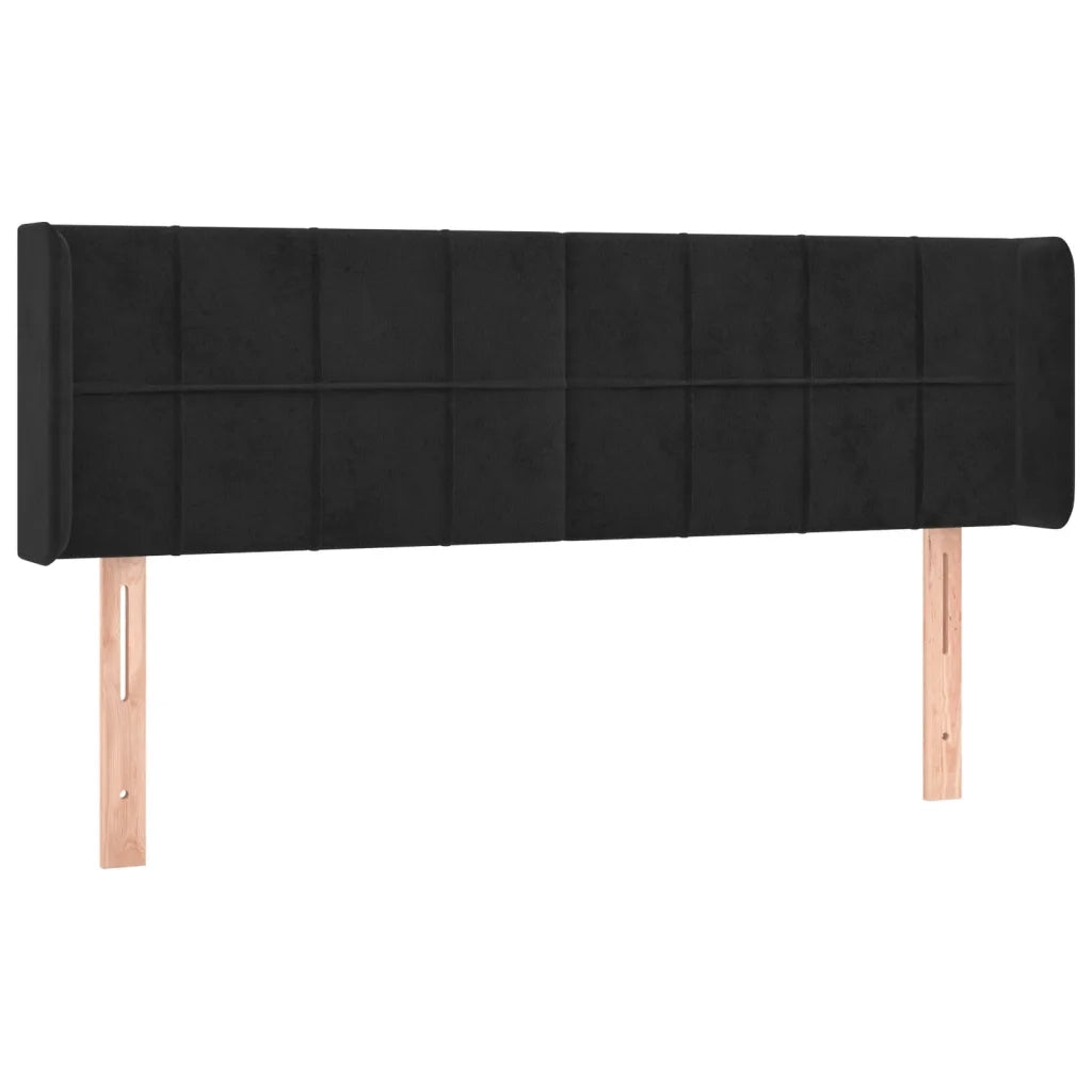 Testiera ad Orecchio-Testata con Orecchie Nera 147x16x78/88 cm in Velluto 932965