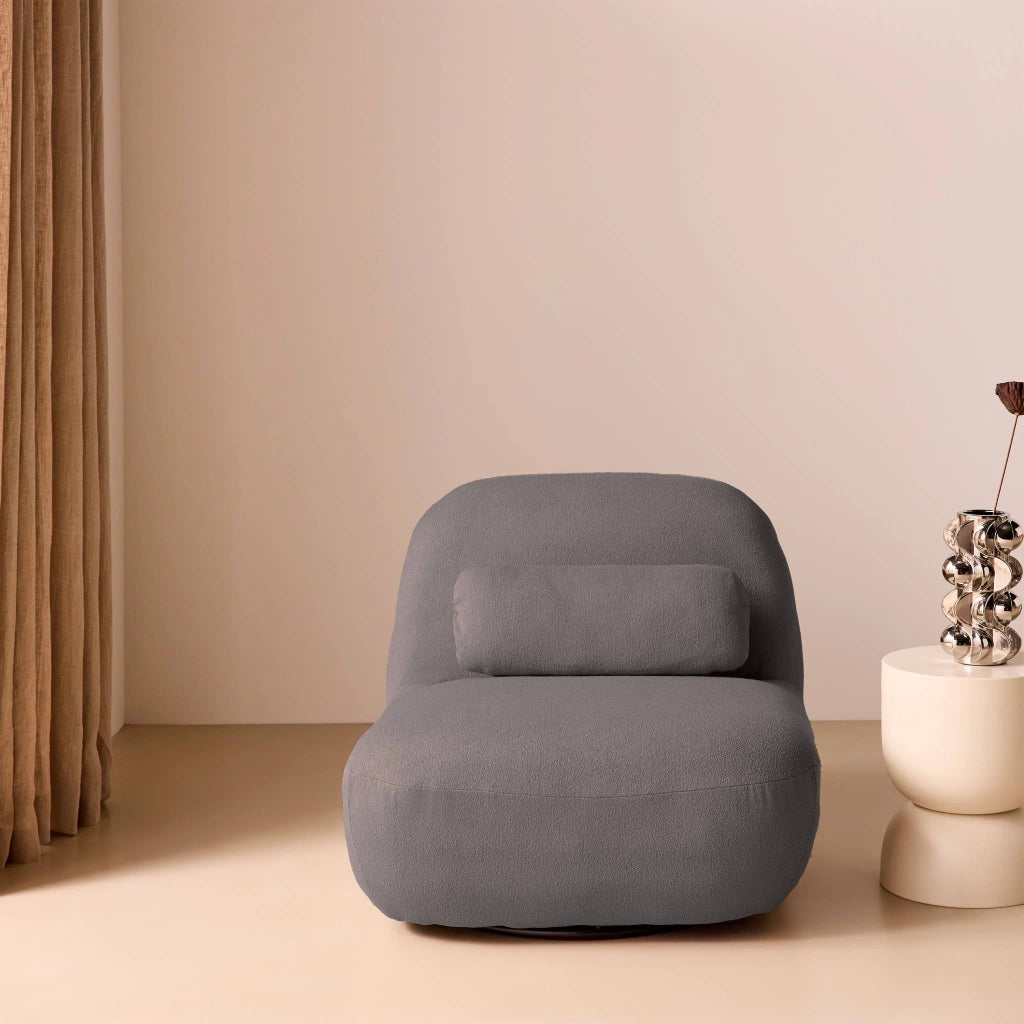 Poltrona girevole 360° bouclé, grigio