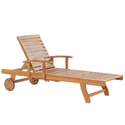 Lettino Prendisole Regolabile con Ruote in Legno Acacia Resistente