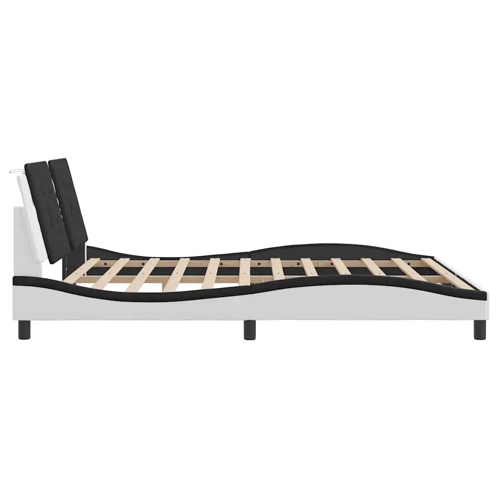 Giroletto senza Materasso-Struttura Letto Zadar Bianco e Nero 180x200 cm in Similpelle