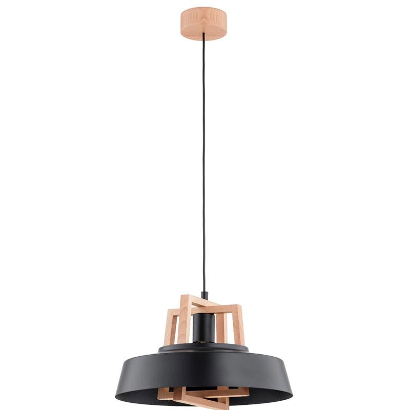 Lampada a soffitto classica nera legno BATUT E27 15W Alfa