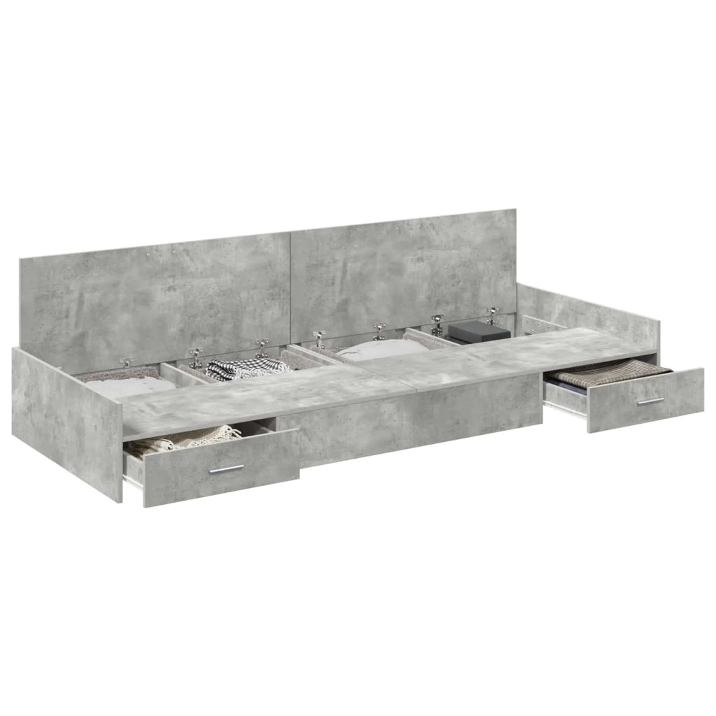 Letto singolo | Letto per adulti | Struttura del letto con testiera Grigio cemento 90 x 200 cm