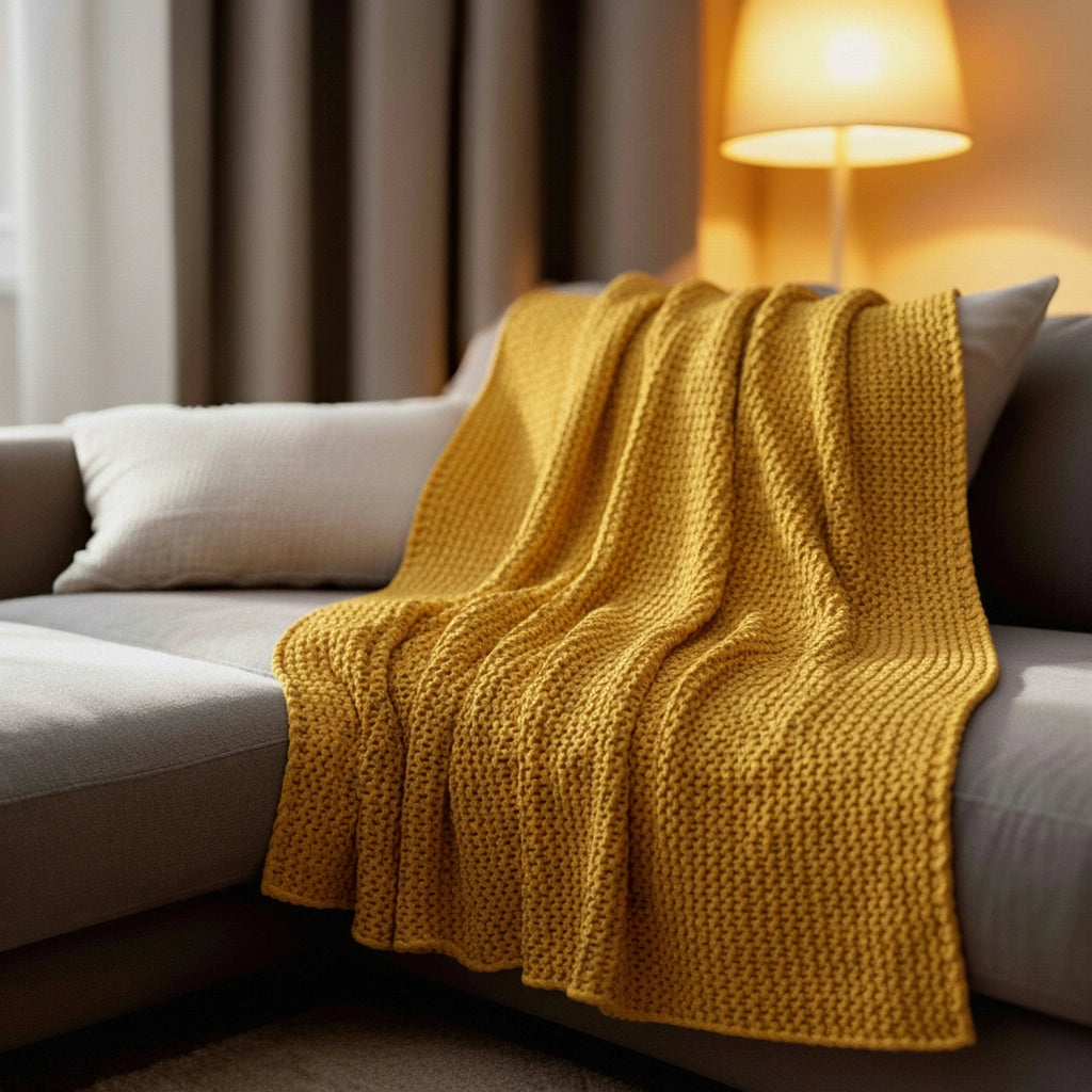 Coperta gialla a maglia 130 × 170 cm - TRICOVA