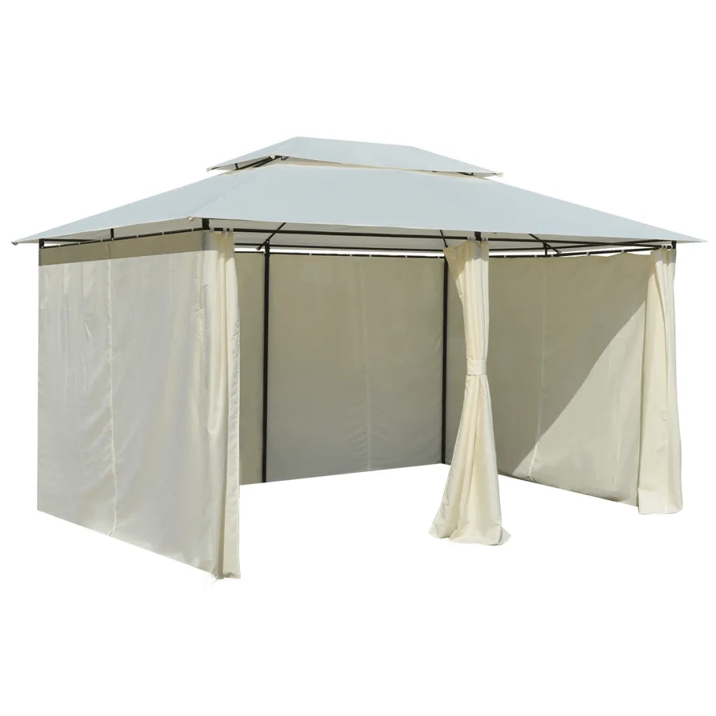 Gazebo | Pergolato da Giardino con Tende 4x3 m Bianco