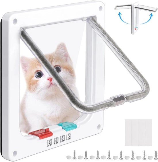 Fissura di Sicurezza con Chiusura Magnetica - 4 Vie di Blocco - Silenziosa - per Cani e Gatti - Misura Cintura S Bianca
