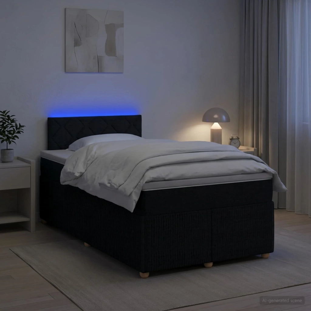 Letto box spring con materasso Nero 120 x 200 cm Tessuto 3452913