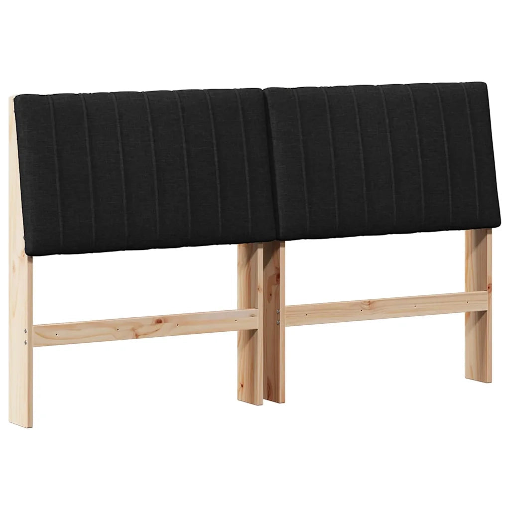 Testiera imbottita-Testiera con Cuscini-Testata Nero 160 cm Pino massello 394781