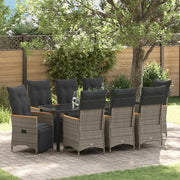 Set da Pranzo per Giardino con cuscino 9 pcs Grigio polyrattan 3379631