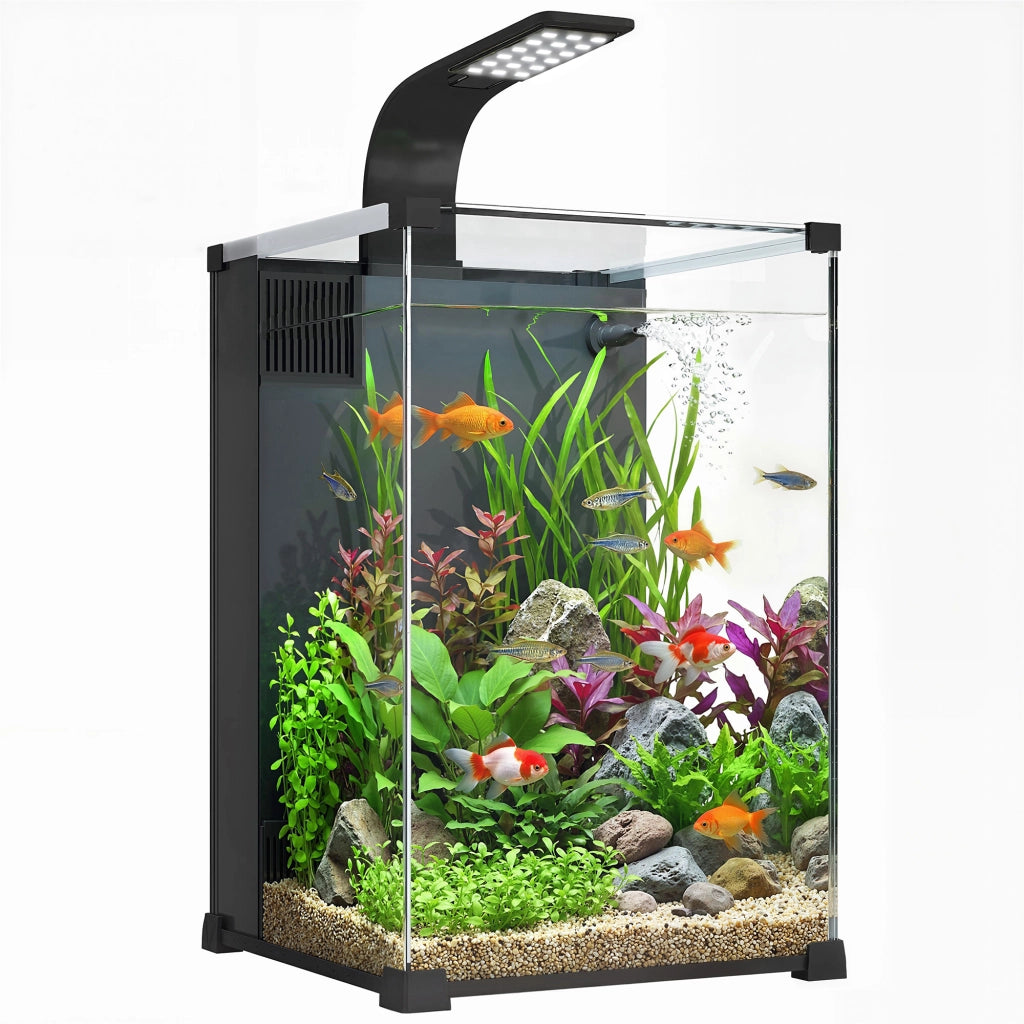 Acquario Nano 36L con Illuminazione LED e Sistema di Filtraggio ¨C Minimal ¨C 30x30x45.5 cm Nero