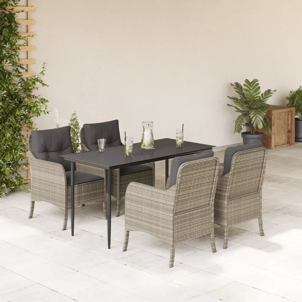 Set Pranzo da Giardino 5pz con Cuscini Grigio Chiaro Polyrattan 3211992