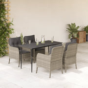Set Pranzo da Giardino 5pz con Cuscini Grigio Chiaro Polyrattan 3211992