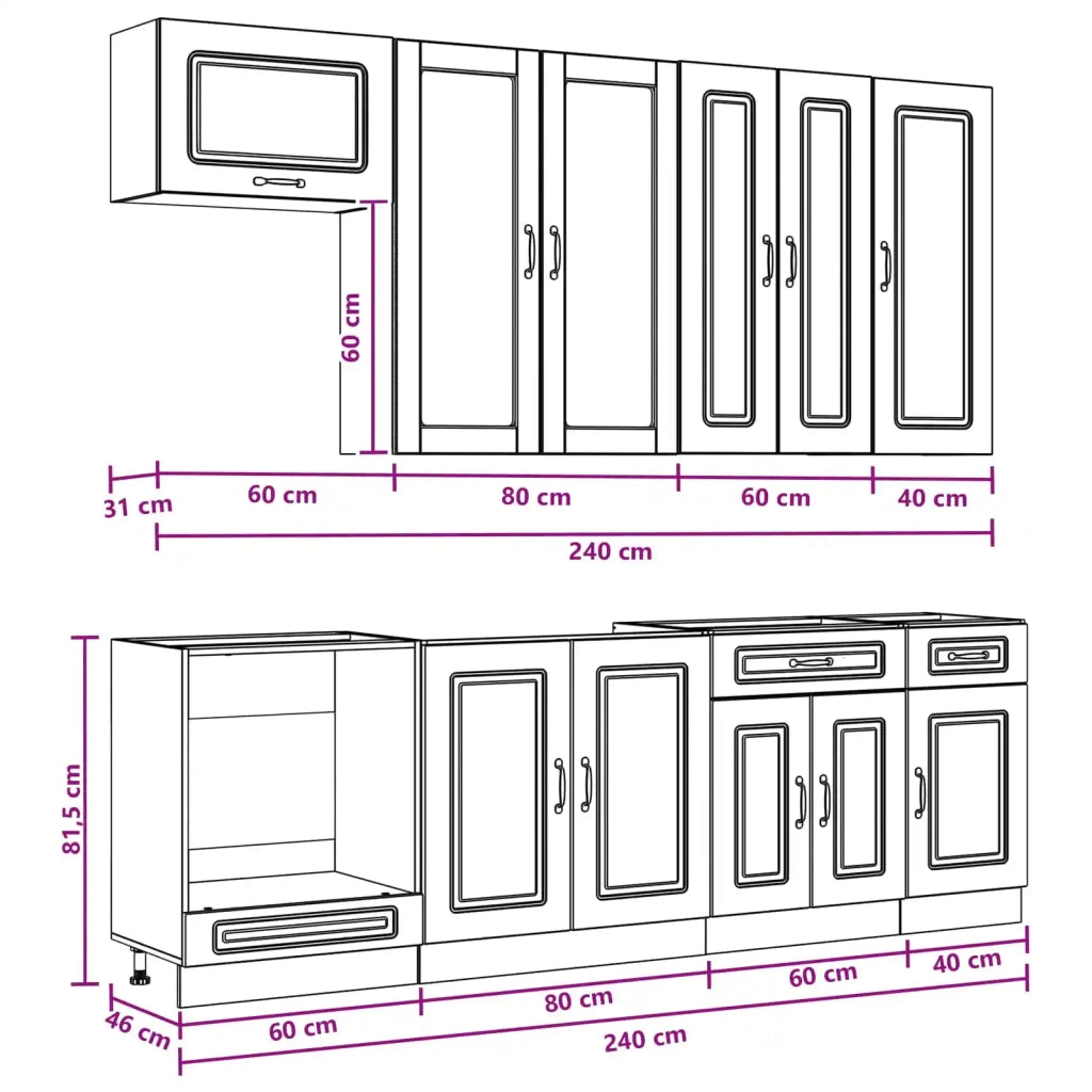 Unità Cucina KALMAR 8 pcs Sonoma grigio Legno ingegnerizzato 3438199