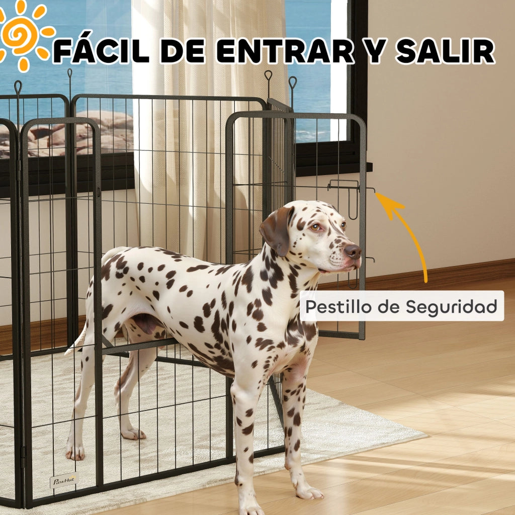 Recinto per Cani 6 Panelli 100 cm con Porta ¨C zephmum ¨C Nero per Interno ed Esterno