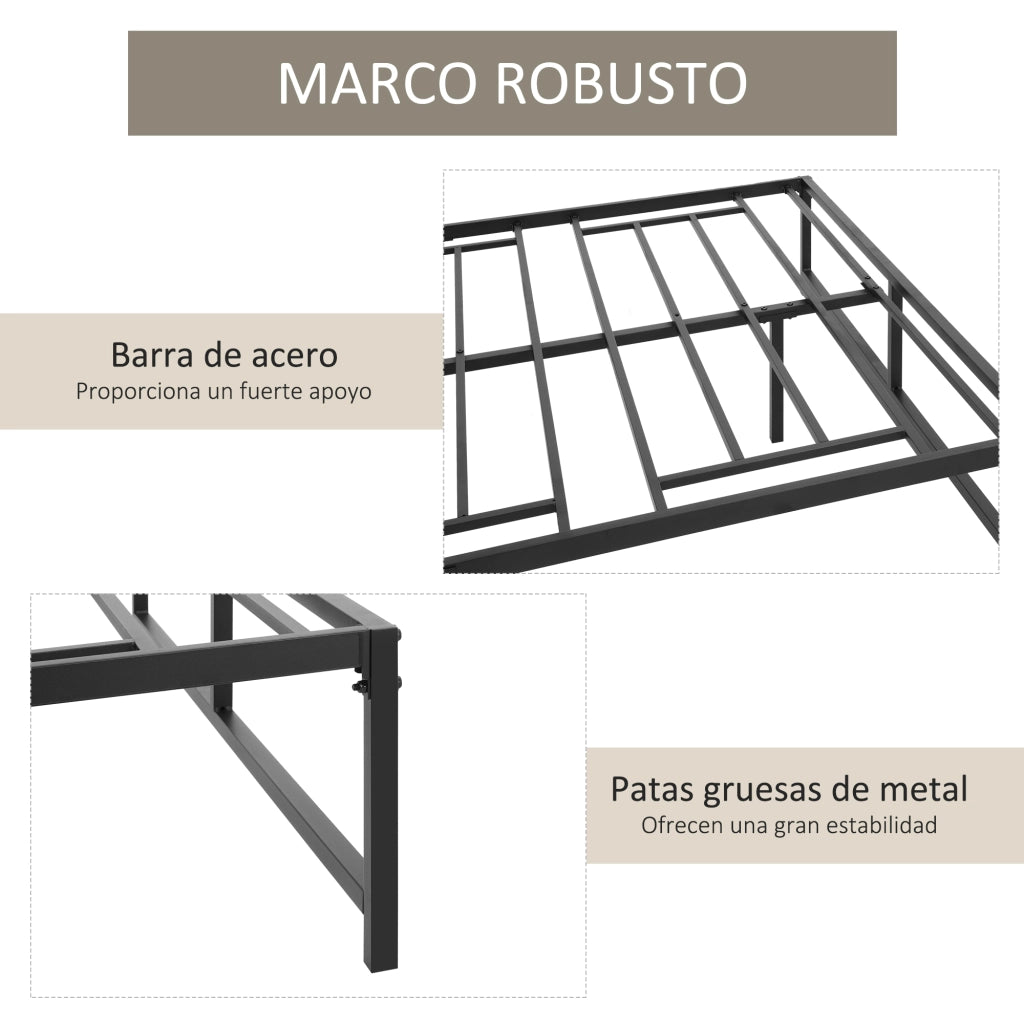 Letto Matrimoniale Contenitore in Metallo ¨C Zephmum ¨C Nero 135x190 cm