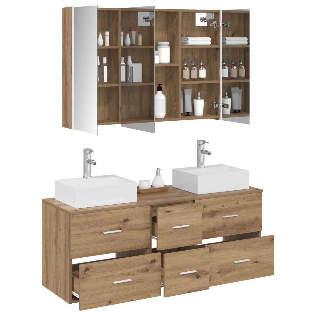 Set di mobili per il bagno 4 pz Rovere Artigianale 3406830