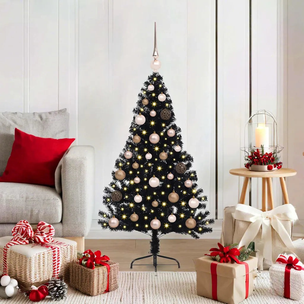 Albero di Natale artificiale con luci integrate Nero 120 cm PVC 3397113