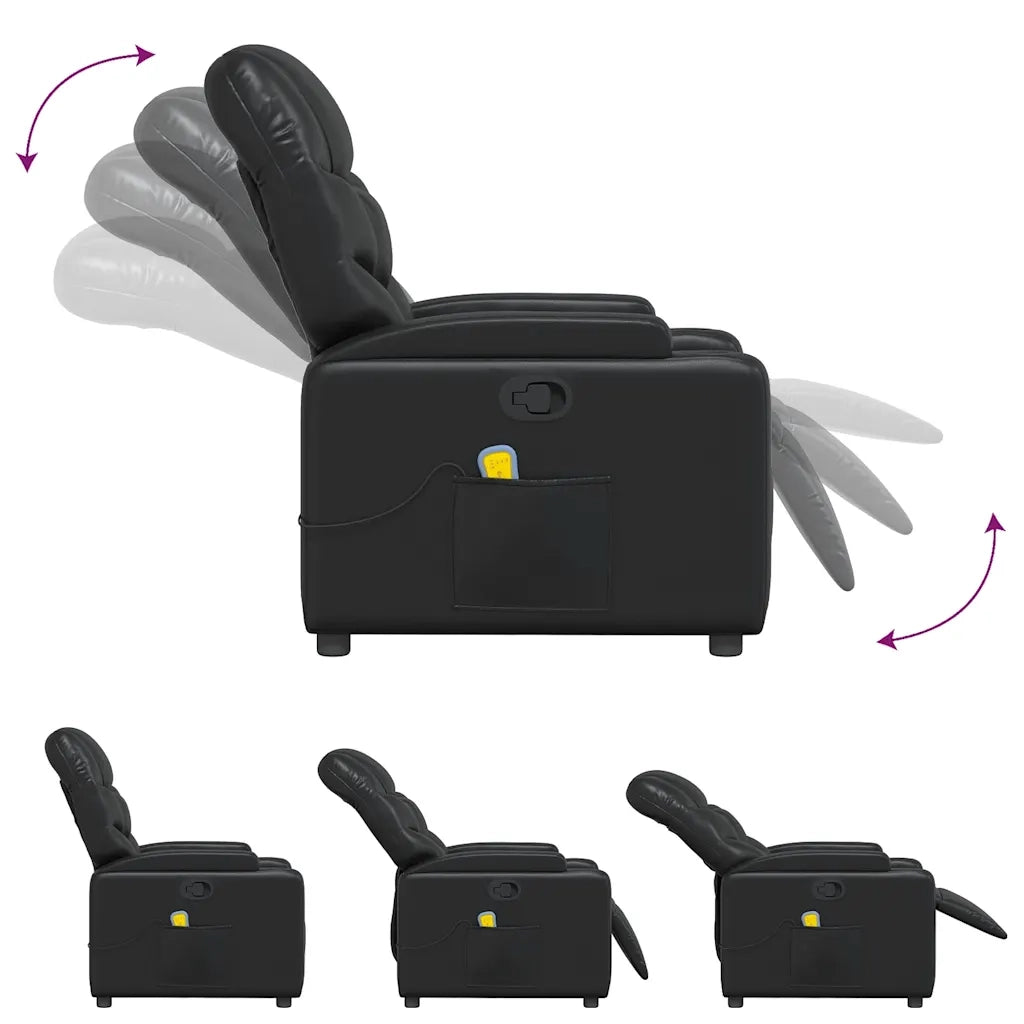 Poltrona Massaggiante | Sedia Relax Reclinabile Nera in Similpelle