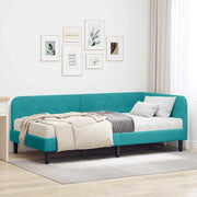 Cornice del letto ad angolo Turchese 90 x 200 cm Velluto