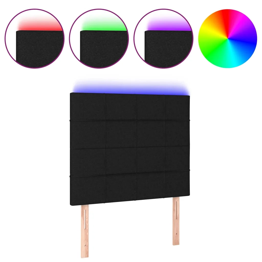 Testiera a LED-Testata con LED Nera 80x5x118/128 cm in Tessuto 971407