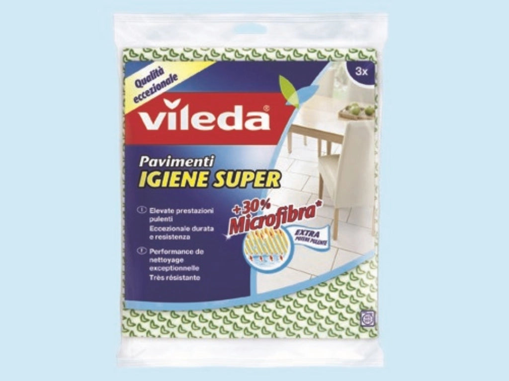 Vileda Panni In Microfibra Igiene Super Pavimenti 3 Pz - Fraschetti