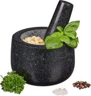 Vijzel e stampatore - robusto e duraturo - spezie e erbe - liscio - Ø 12 cm - V 300ml - nero