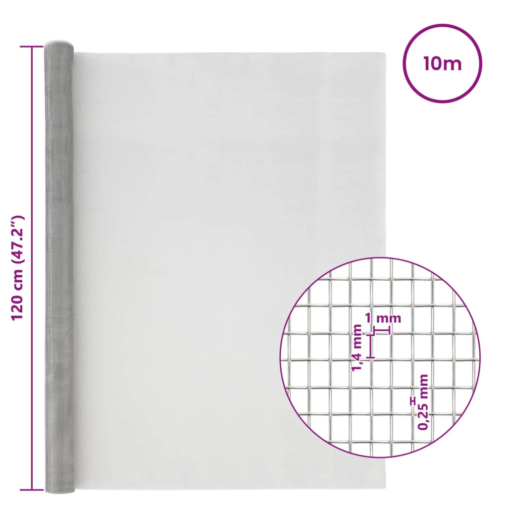 Rete per schermatura 120 x 1000 cm 18 Mesh Argento 42039624