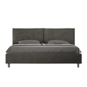 BS COM Letto matrimoniale king size contenitore imbottito 200x210 microfibra grigio