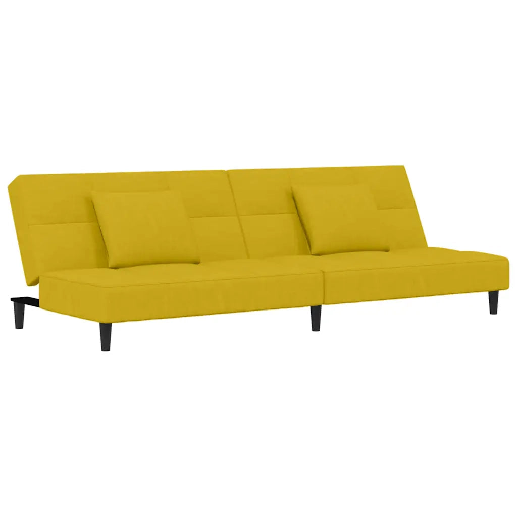 Divano Letto a 2 Posti con 2 Cuscini-Sofa Letto 2 Posti-Daybed Giallo in Velluto
