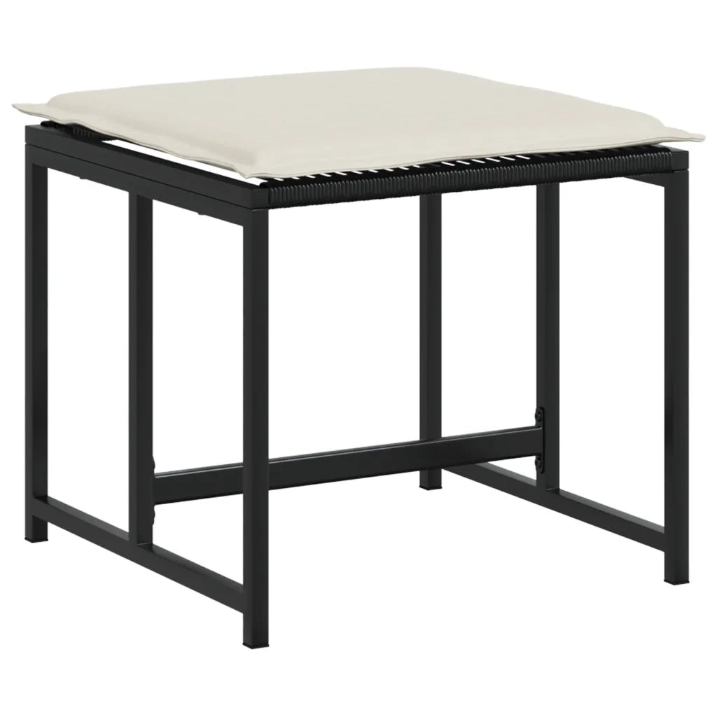 Set da Pranzo da Giardino 17 pz con Cuscini Nero in Polyrattan 3295032