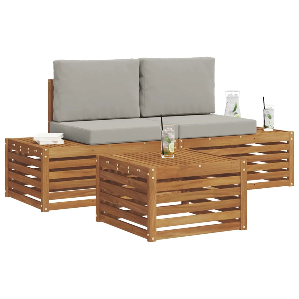 Set di divani da esterno 3 Pezzo Grigio Naturale e Chiaro 3375436