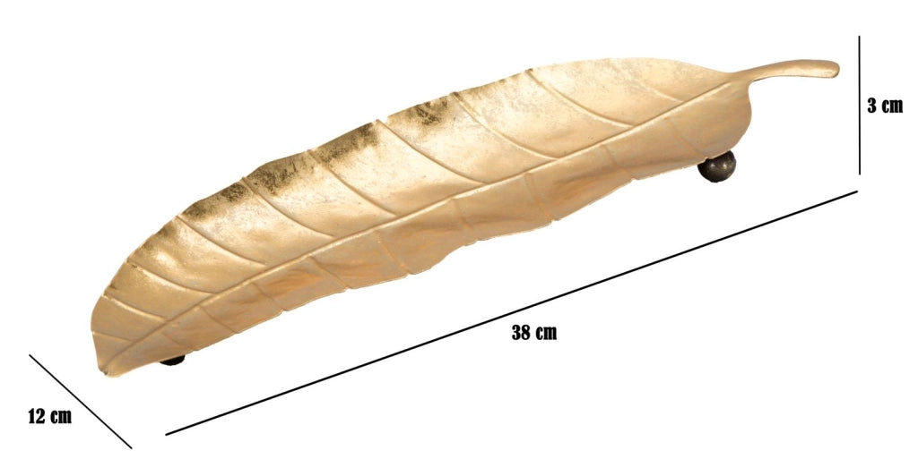 Svuota Tasche Foglia Long 38x3x11 cm in Ferro Oro