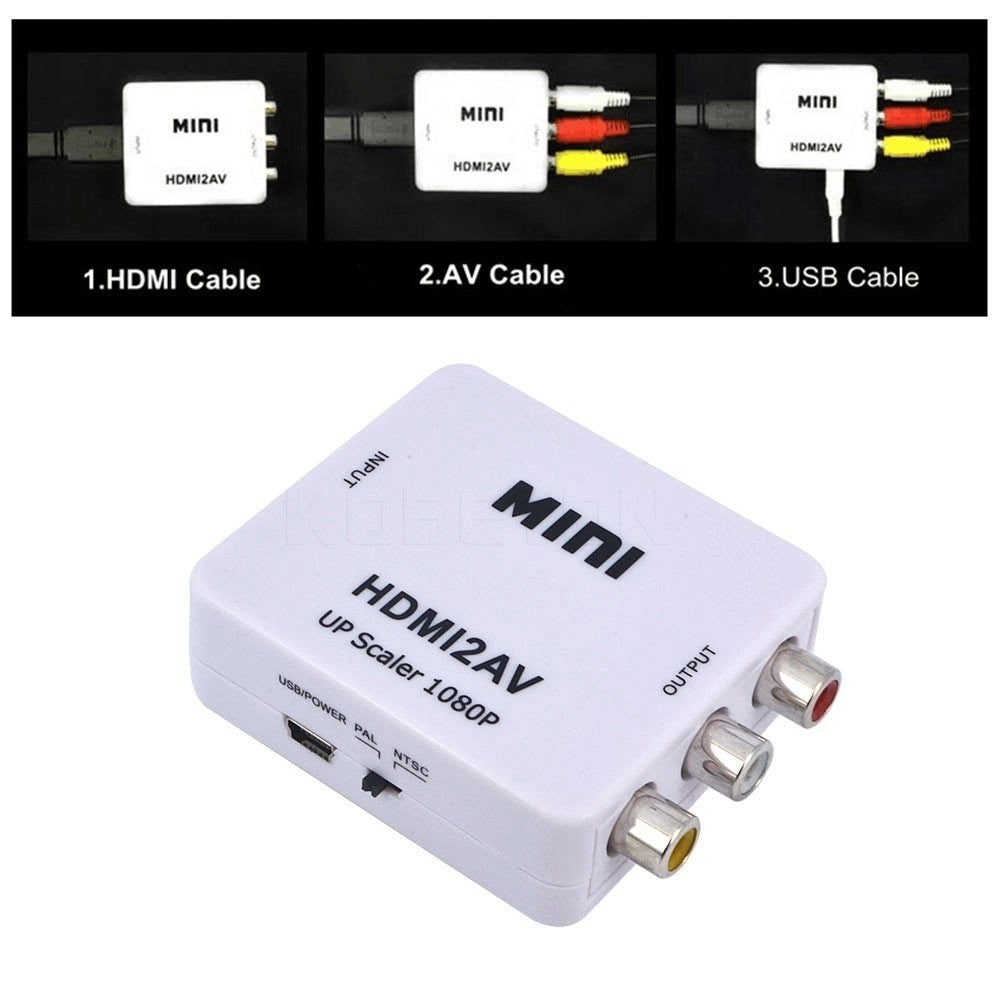 Trade Shop - Mini Convertitore Adattatore Video Audio Da Hdmi Av Rca Hdmi2av 1080p -