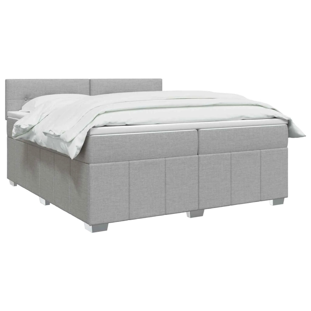 Letto Box Spring LED con Materasso Grigio Chiaro 200 x 200 cm 3455689