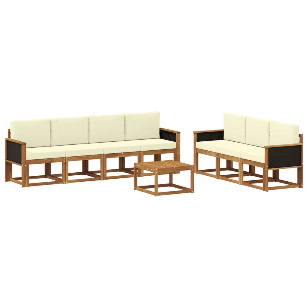 Set di divani da esterno 7 pz Naturale e Crema 3385041