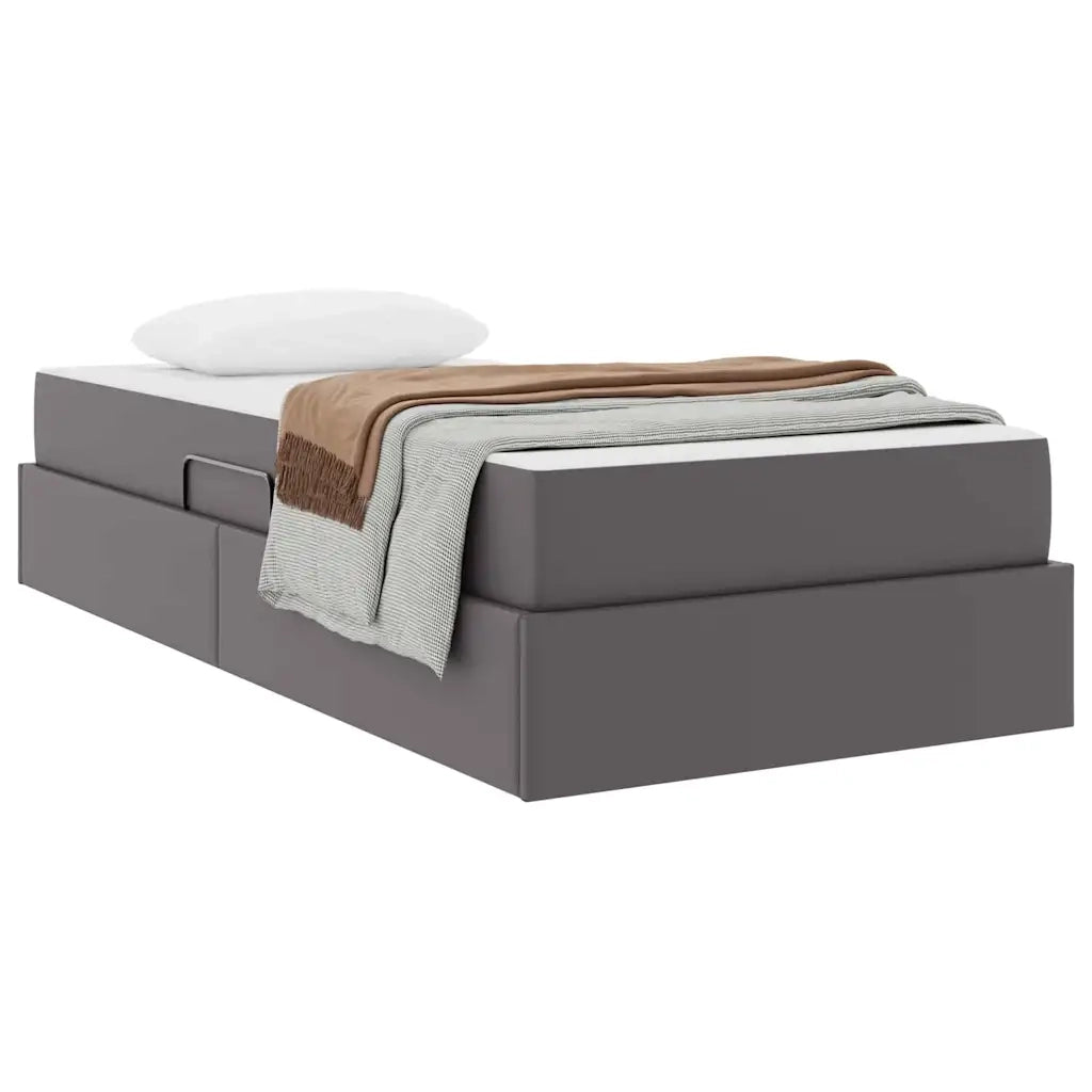 Letto con contenitore e materasso 2 pcs Grigio Pelle 3399598