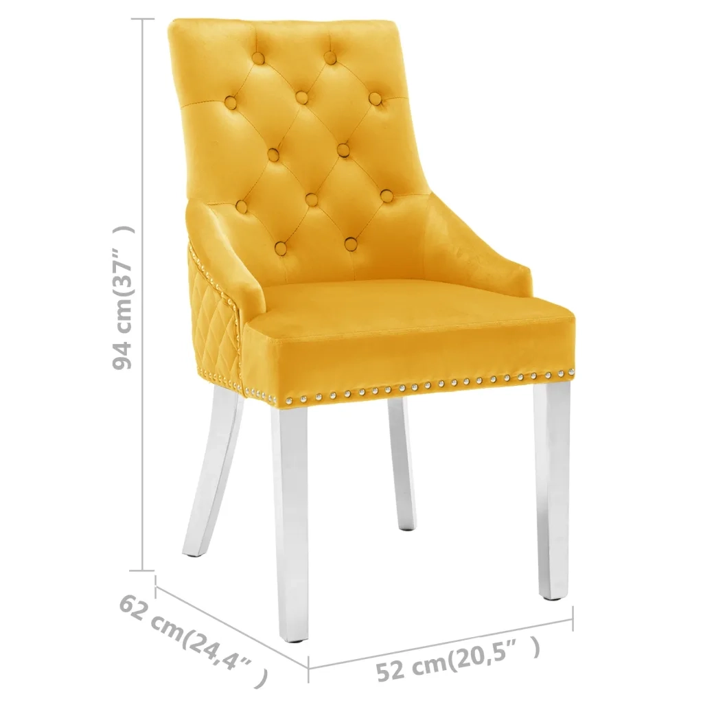 Sedie da Pranzo 2 pz Giallo in Velluto 337024