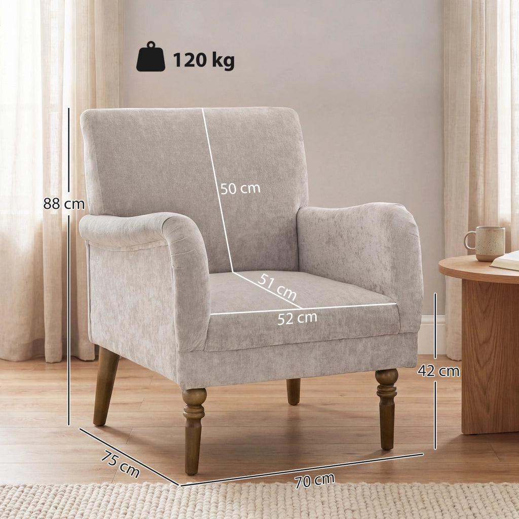 Poltrona ¨C Minimal ¨C Tessuto Grigio, Legno