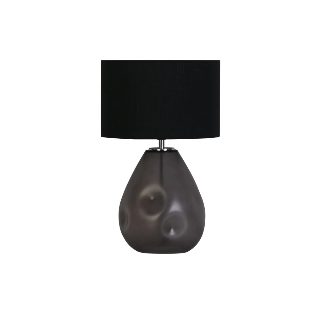 Lampada da tavolo Devon 1Lt, vetro perforato nero con lino nero
