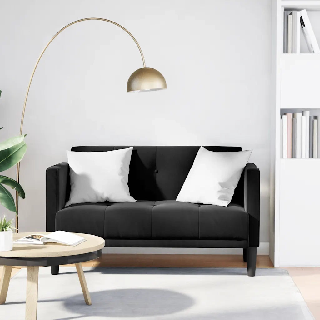 Divano Divanetto-Sofa Nero 111 cm in Velluto