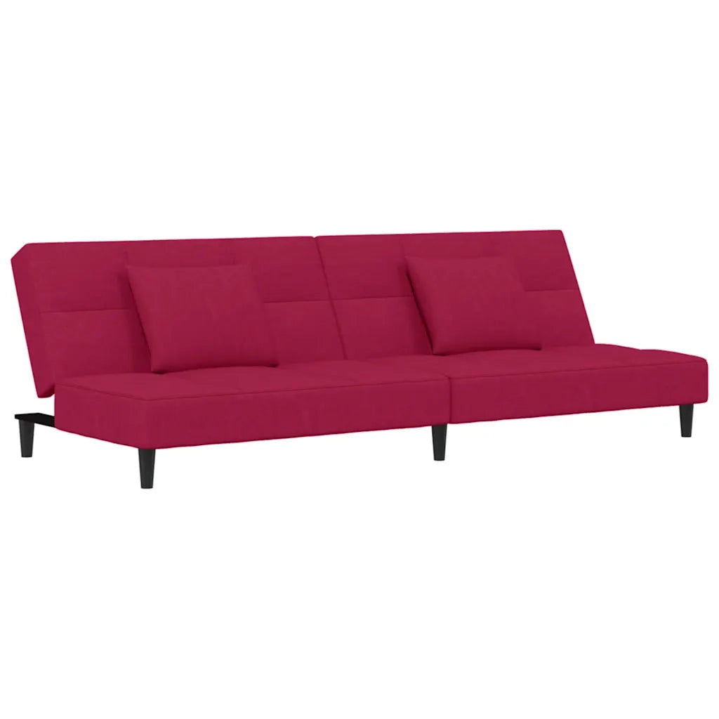 Divano Letto a 2 Posti con 2 Cuscini Rosso Vino in Velluto 375811