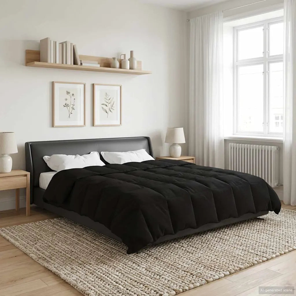 Duvet Invernale Trapuntato Nero 200 x 200 cm Microfibra 42026100