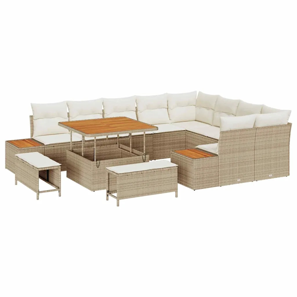 Set Divano da Giardino 12 pcs Beige polyrattan