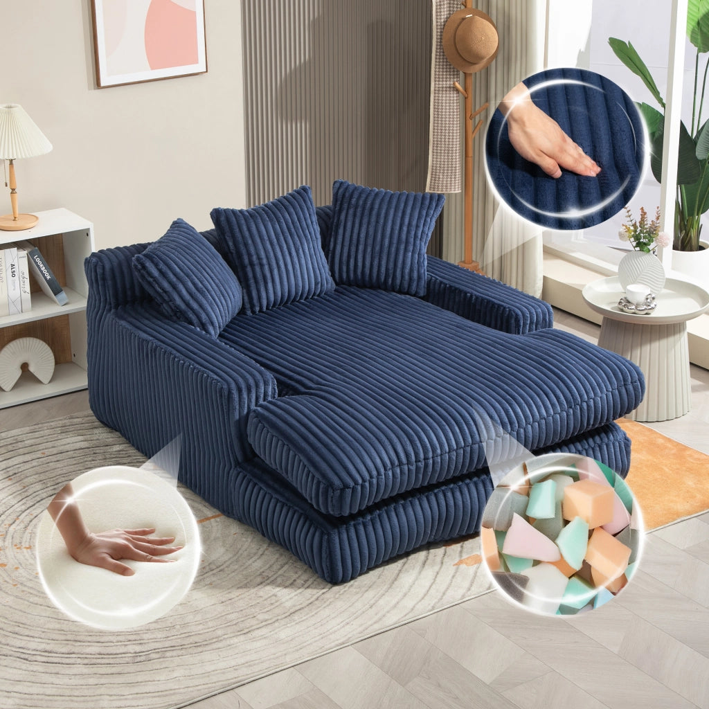 Divano letto moderno - Zephmum- 3 cuscini morbidi blu marino