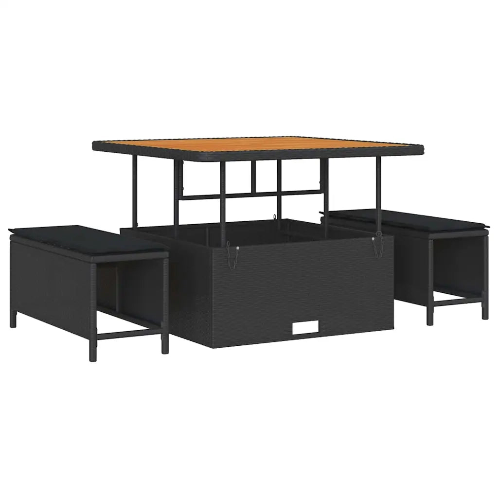 Set Divano da Giardino con cuscino 11 pcs Nero 3364194