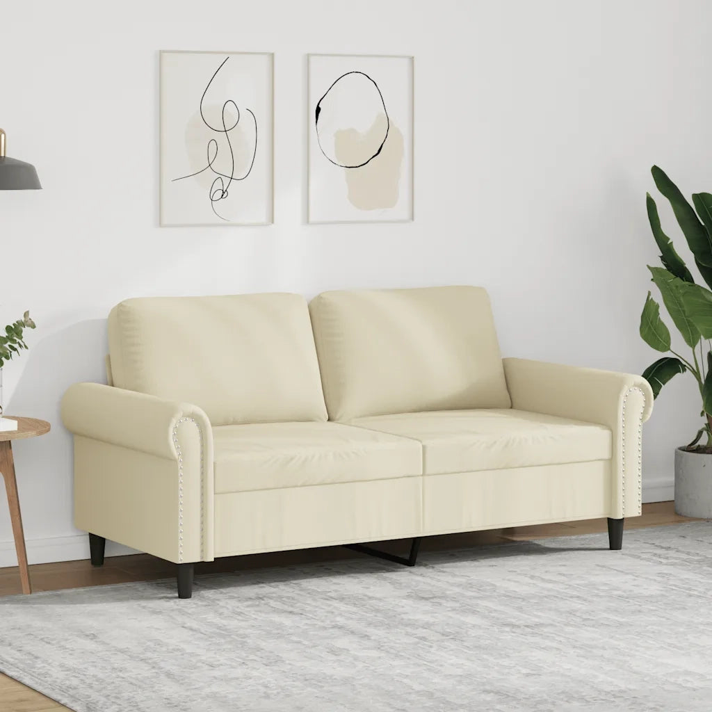 Divano a 2 Posti Crema 140 cm in Similpelle 359505