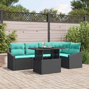 Set Divano da Giardino con cuscino 6 pcs Nero e Blu polyrattan 3349012