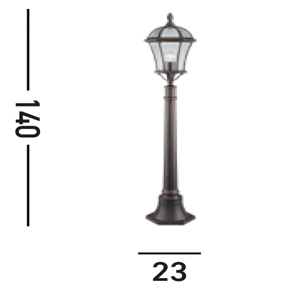 Paletto Da Esterno Vintage - Decò Capri Alluminio Marrone Vetro 1 Luce E27