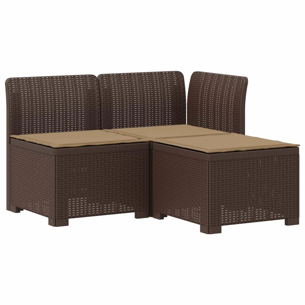 Divano da esterno-Divano da Giardino 3 posti con cuscini in look rattan PP 553948