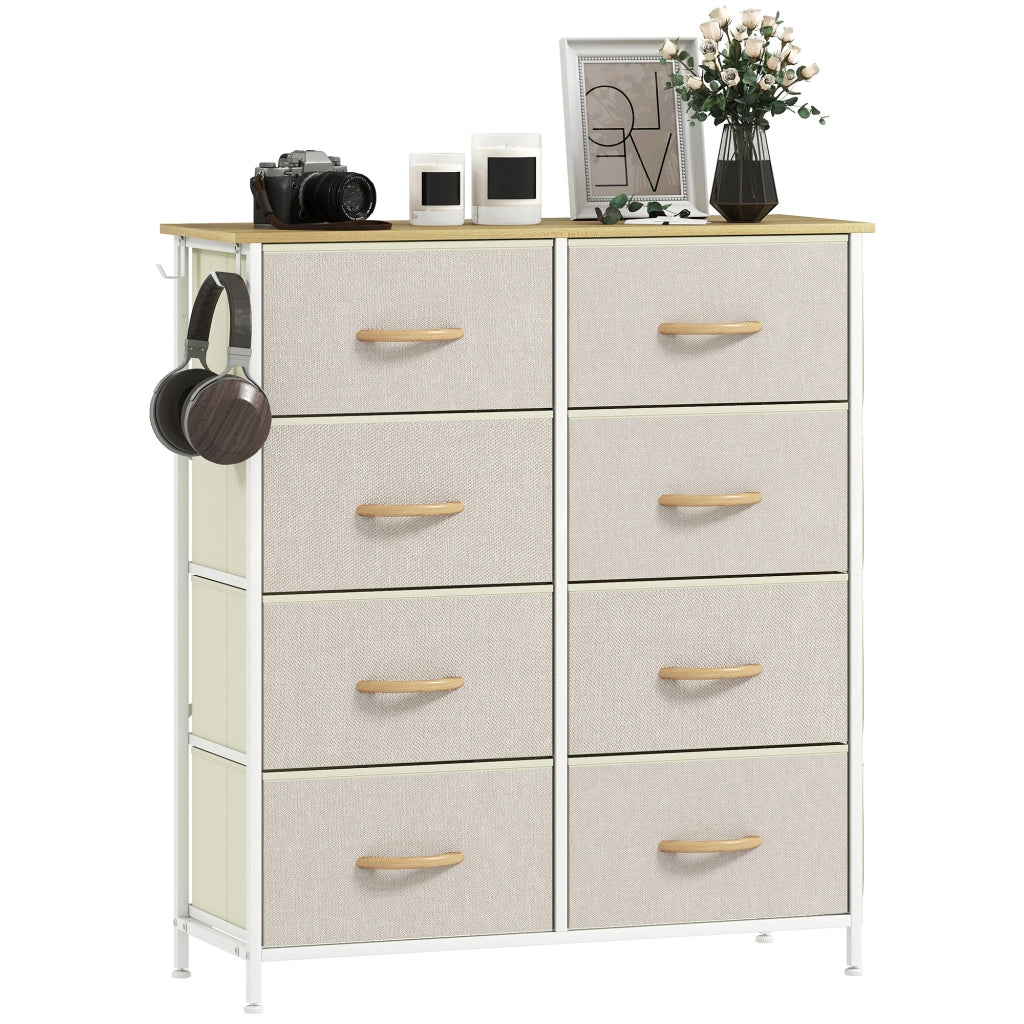 Cassettiera con 8 Cassetti in Tessuto ¨C Xylo ¨C Beige con Struttura in Metallo