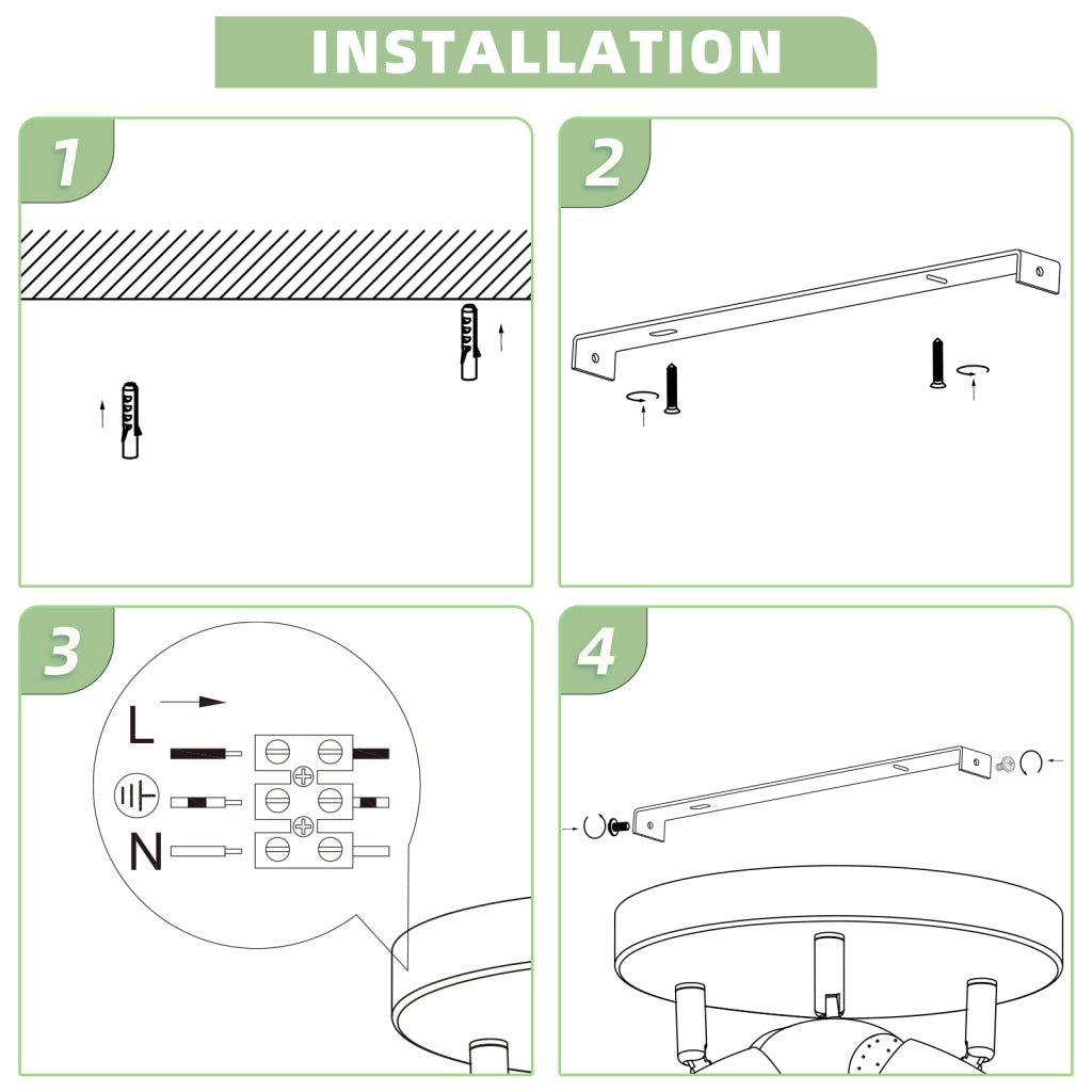 ZMH Faretto da soffitto a 3 luci da 12W orientabile a 350° Lampada da soffitto Soggiorno